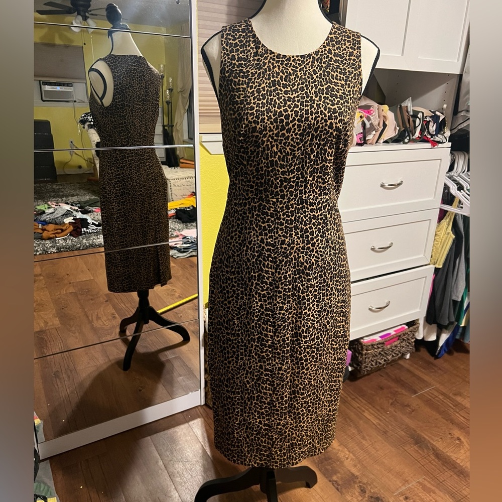 NWT J.Crew leopard print fitted sleeveless dress - size 0
